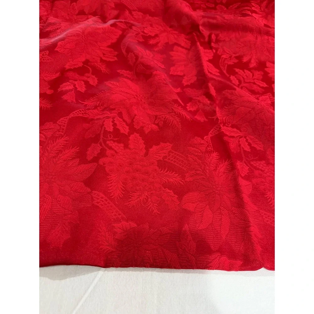 Vintage Red Damask‎ Floral Tablecloth 81x54 Made in Spain Holiday Dining Cotton